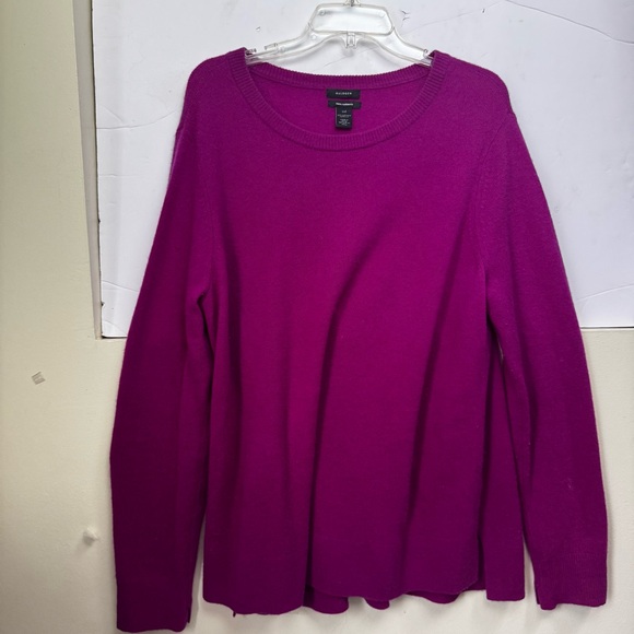 Halogen Cashmere Crew Neck Sweater Tunic Side Cuff Slits Knit Fuschia Pink XXL - Picture 11 of 16
